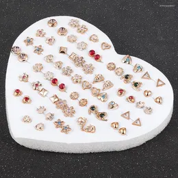 Stud Earrings 2024 12-36 Pairs Fashion Women Girls Resin Plastic Crystal Diamante Flower Set Random Style Gold Color Jewelry