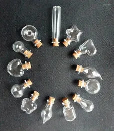 Bottiglie (100 pezzi) 1-2 ml mini bottiglia di vetro favore fascino souvenir con pendenti desideri fai-da-te di sughero