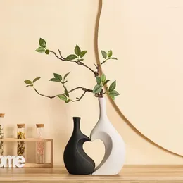 Vasi Nordic Ceramic VASE DECI DECIVI DELL'AMPORE FLOREROS Decorativos Moderno Accessori per la stanza d'amore in bianco e nero