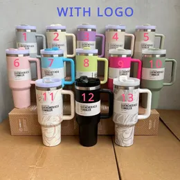 Wholesale! 304 Stainless Steel 40oZ Travel Mugs Reusable Handgrip Tumblers With Logo 1:1 40oz Cups With Handle and Lid.