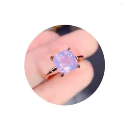 Cluster Rings February Birthstone Ring 925 Sier Natural Amethyst Rose Gold Lavender Gemstone Jewelry Drop Delivery Dh2Ig