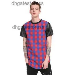 Camisetas masculinas Men, camiseta Hip Hop High Street Longo Plaid Slave Slaves Lateral Late