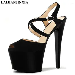 Dress Shoes Summer Women's 17cm Sexy Ultra High Heel Stiletto Large Size 46 Fashion Thin Belt Pole Dance Sandals