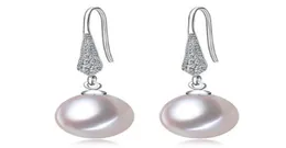 89mm White Pink Purple 100 Natural Freshwater Pearl Drop Earrings 925 Silver Zircon Jewelry for Women9771654