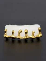Gold Plated Teeth Grillz Volcanic Lava Drip Grills High Quality Mens Hip Hop Jewelry9022069