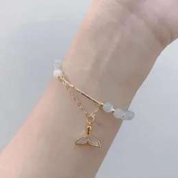 Instagram Koreanischer Stil weißer Katzenauge Kristall einzelner Loop Frauen Fritillaria Fischschwanz Quasten Quasten Armband Schmuck Schmuck