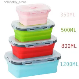 Bento Boxes Collapsible Sile Food Container Portable Bento Lunch Box Microware Home Kitchen Outdoor Food Storae Containers Box L49