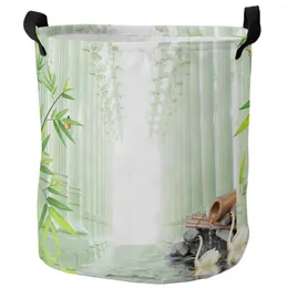 Borse per lavanderia Bamboo Swan Pillar Acqua superficie pietra sporca cesto pieghevole Organizzatore casa abbigliamento per bambini