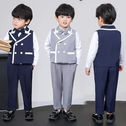 Suit for Boys British Style Gentleman Vester Zestaw Flower Child Wedding Blazer Formal Coross School Host Performance Costume 240401