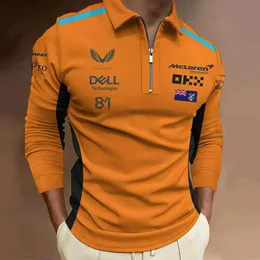 مصمم جديد F1 Formula 1 Racing McLaren 81 TLQ Long Sleeve Men Polo Shirt Long Long-Abours Sports Spreatble Shipper Polos Top 53