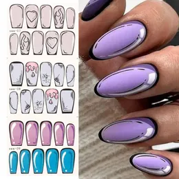 2024 4pcs Comic Nails Design Pop Art Inspiration Slider for Nail Decoration Fire Heart Simple Sticker Water Cartoon Manicure Set nail