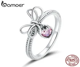 Bamoer 925 Gift Gift with Bow Finger for Women Vintage Retro Rings Band Silver Fine Jewelry SCR6824626522