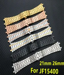 Top Watchband 21mm 26mm Men Women Full Stainless Steel Watch Bracelet for AP Royal Oak Strap Boxle مع نقش 3462574