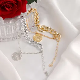 Figura moneta żeńska na Instagramie fajna moda przesadzona osobowość gęsta biżuteria bransoletka łańcucha