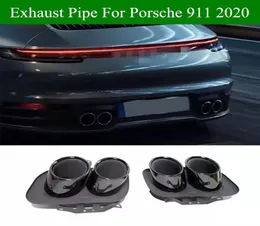 Pair Silver Stainless Steel Car Rear Exhausts Pipe For Porsche Carrera 911992 Double Exhaust Muffler Tips2967937