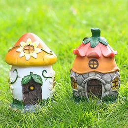 Dekoracje ogrodowe Mini Cottage House Miniaturowe żywice Fairy Akcesoria Bonsai Ozdoby na zewnątrz