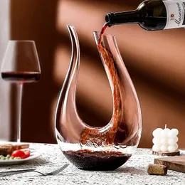 Decanter de vinho Utype Light Luxury Highend Simple House Housed Divisher Art Fashion Crystal Glass Red Pot 240415