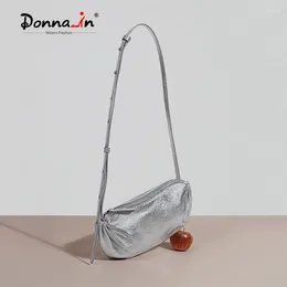 Hobo Donna-in Doğal koyun derisi omuz Çapraz vücut çantası kadınlar için gündelik yumuşak pileli göğüs moda