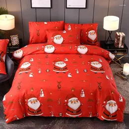 침구 세트 베개 침대 퀼트 커버 엘 크리스마스 공급품을위한 산타 클로스 패턴 베개와 함께 세트 49 개의 침구
