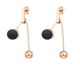 KPOP Rose Gold Brincos de aço inoxidável para mulheres Moda Black redonda joias de ouvido AceSorios Mujer Aretes de Mujer Brincos6219566