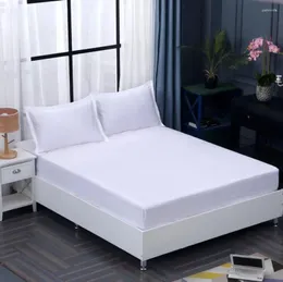 Defina a cama Pure White Bland Bed Sheet Mattress Protetor de qualidade Capa de poeira não deslizamento Saúde de colchas com fronhas F0093