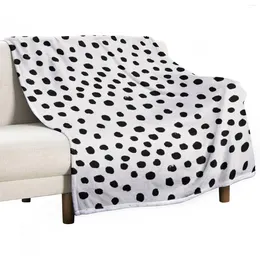 Decken Preppy Pinselstrich freie Polka Punkte Schwarz -Weiß -Flecken Dalmation Tierdesign Minimaler Wurfdecke Bettdecke