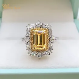 Wong Rain Luxury 925 Sterling Silver Emerald Cut Created Moissanite Wedding Classic Women Rings Fine Jewelry Gift Y0122324Z
