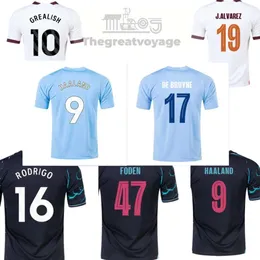 Camiseta Haaland Julian Aarez Foden Soccer Jersey 23 Uniforme da calcio per bambini De Bruyne Mans Cities Dragon Doku Rodri Grealish Kyle Walker Bernardo Sia Shirt Moon Blue Moon