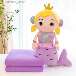 Animais de pelúcia de pelúcia de 75 cm de sereia com um brinquedo de pelúcia recheado de algodão cheio de cobertor para meninas Princess Rag Dolls Pluxh Pillow Almofada Almofada Crianças L47