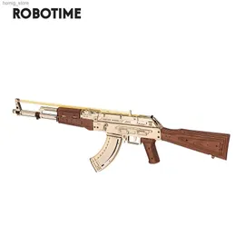 3D Buzzles Robotime Rokr Automatic Rifle Ak -47 Gun Blocks Model Model Huliding Kit Подарок для детей детских мальчиков Подарок на день рождения - LQ901 Y240415