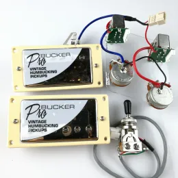 Kablar 1 Set Nickel LP Standard Probucker N och B Electric Guitar Humbucker Pickups With Pro Wiring Harness for EPI Silver Cover