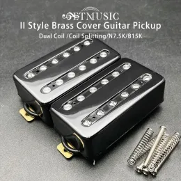 Cables II Style Brass Cover Electric Guitar Pickup Coil Splitting Pickup Humbucker Dual Coill Pickup N7.5K/B15K Output Black