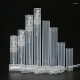 Speicherflaschen 100pcs 2ml/3ml/4ml/5 ml Mini Klares Plastiksprühflasche leere Probe Parfümstift Atomizer Fläschchen zum Reinigen von Reise