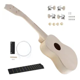 Kablolar 21 inç basit ve eğlenceli ukulele diy kiti hawaii gitar el işi destek boyama amatör için çocuk oyuncak montajı