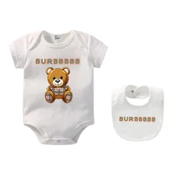 Neugeborene Baby Baumwolle Rolpper Bibs Kleinkind Jungen Mädchen Kurzarm BodySuit Zwei -Stück -Set Sommer -Jumpsuit Kinder Cartoon Kleidung SDLX Glück Glück