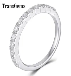 Transgems 14k 585 화이트 골드 048ctw 17mm Moissanite Half Eternity Wedding Band 쌓기 여성을위한 밴드 Y190612031859644