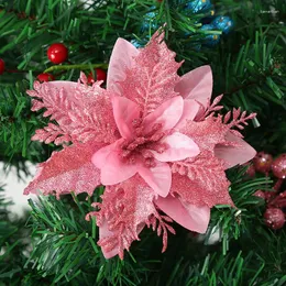 Fiori decorativi 5 pezzi Christmas Artificial Flower Multi-Cloring Glitter Powder Tree Decorations Decorazioni false