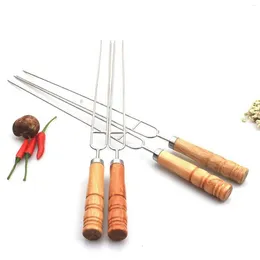 Werkzeuge 4pcs Edelstahl BBQ Fork Barbecue Spieß Kebab Kochstöcke Picknick wiederverwendbares Nicht -Slip für Shish Shrimp Huhn