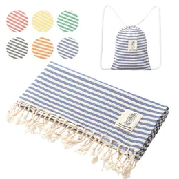 Yeuzlicotton Luxury Striped Tassel 100% bomullsbastu spa badhandduk för hem 100*180 cm rese turkisk stor strandhandduk 240415