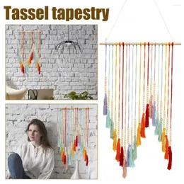 Arazzi Macrame Wall Hanging Tapestry con perle di legno Decorazioni artistiche intrecciate fatte a mano in cotone colorato