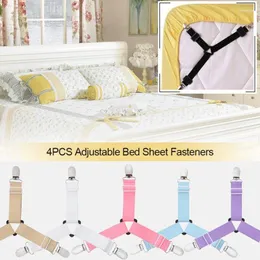 Bedding Sets 4 Pcs/Set Non-slip Clip Blanket Gripper Bed Linen Sheet Belt Fastener Mattress ElasticWhite And Black