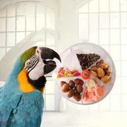 Other Bird Supplies Creative Round Compartmentate Interactive Bite Resistant Plastic Parrot Feeder Toy Wheel Pet Treat Box Birds Accessoires