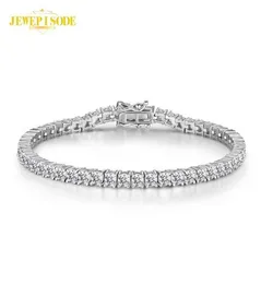 Solid 925 Sterling Silver 1521cm تم إنشاء Moissanite Diamond Tennis Charm Bracelets for Women Wedding Fine Jewelry Drop 1130199