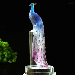 Decorative Figurines Super Beautiful Peacock Statue Colored Glaze Luxrury Home Decoration Wedding Ceremony Ornaments Fancy Crystal Phoenix