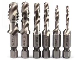 Säljer 6PSC HSS High Speed ​​Steel Drill Bits Set 14quot Hex Shank Metric Screw Thraw Tap Taper Borr Bit M3 M4 M5 M66253990