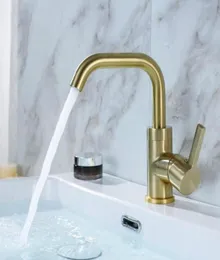 Becken Wasserhahn Badezimmer Kupfer Matt Pinsel Gold Waschbecken Mixer Tippen Sie auf Toilettenspüle kalte Eingriff Waschbecken Wasserhahn7797623