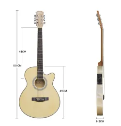 Guitar Thin Body Guitar Acoustic Electric 6 SteelString Wood Color Flattop Balladry Folk 40 Inch Guitarra Higgloss Cutaway Electro