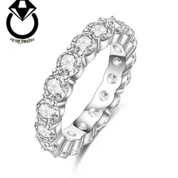 Cluster GRA zertifiziert 5mm 925 Silber vereisert Hip -Hop -Tennis Ring Moissanite Cuban Link Ring