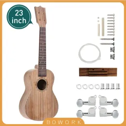 ケーブル未完成23 '' 26 ''コンサートテナーUKELELE 4弦楽器ギターDIYキットゼブラウッドボディフィンガーボードペグストリングブリッジナットセット