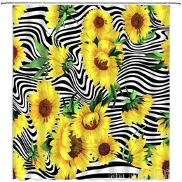 Duschgardiner zebra mönster blomma av ho me lili gardin solros rustik gård vår mix vild safari djur kreativ konst heminredning